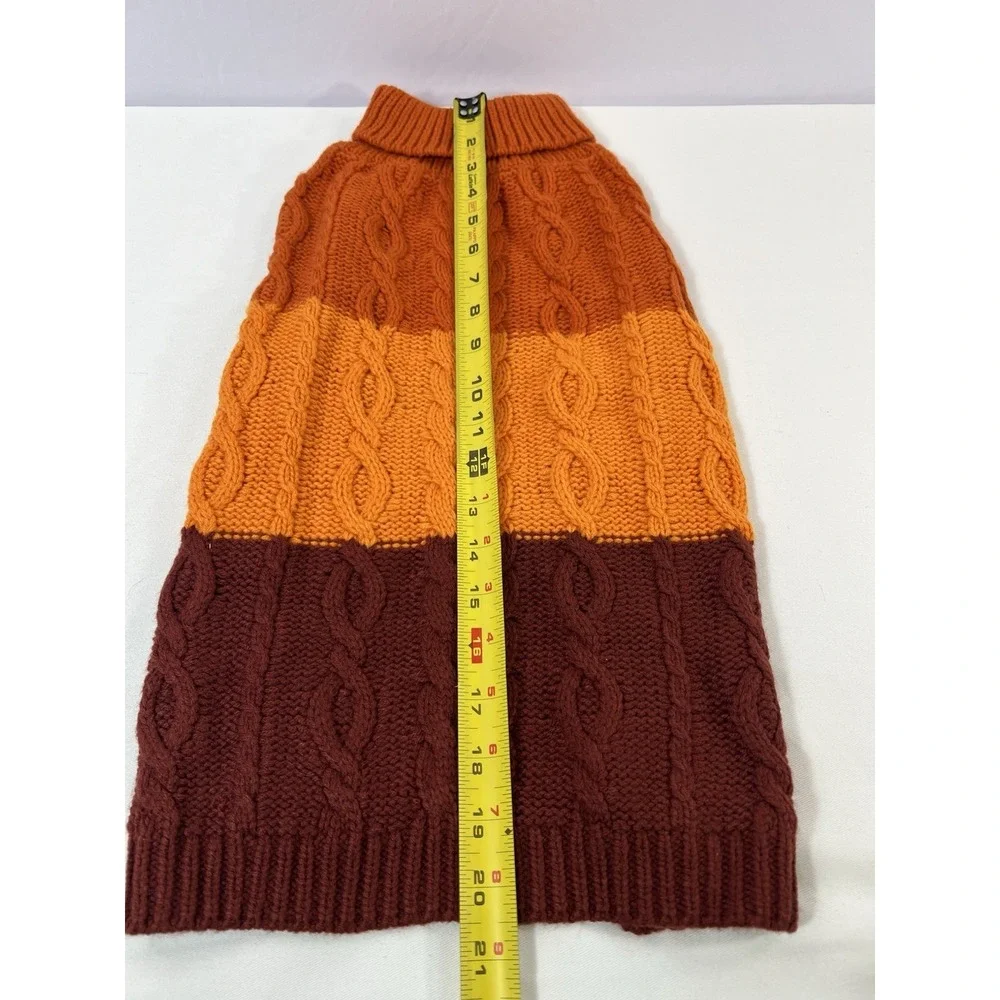 Dog Sweater Medium Orange Cable Knit W/collar‎ girl Gorgeous  new Size L/XL